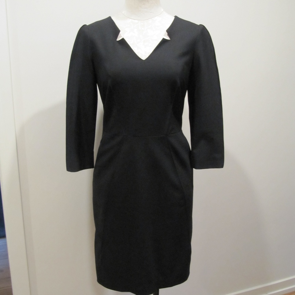 PIAZZA SEMPIONE Black Virgin Wool Sheath Dress, 38